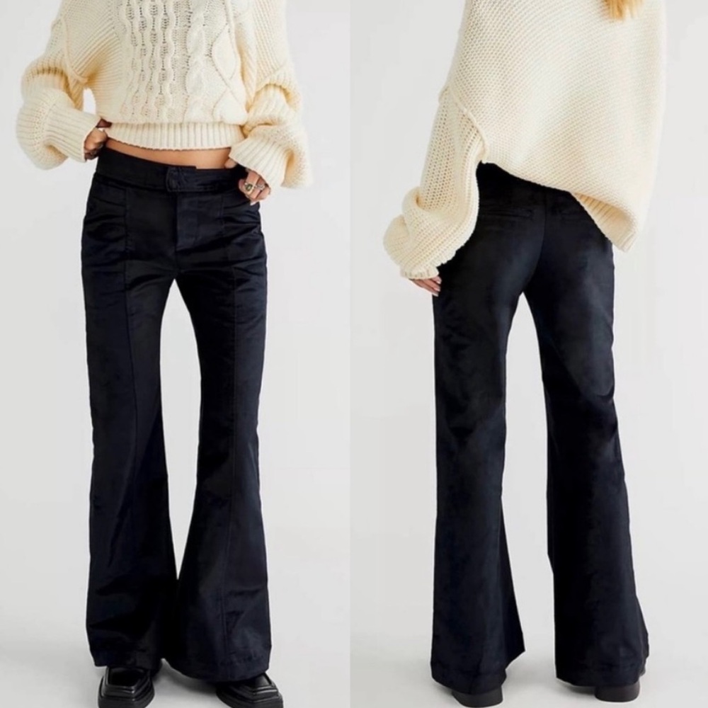 Free People Walk With You Velvet Trouser ✧ Black ✧ Size 6